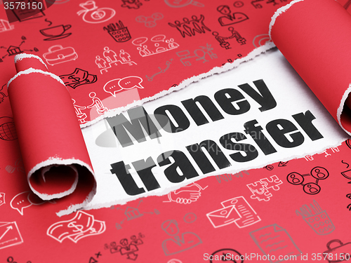 Image of Finance concept: black text Money Transfer under the piece of  torn paper