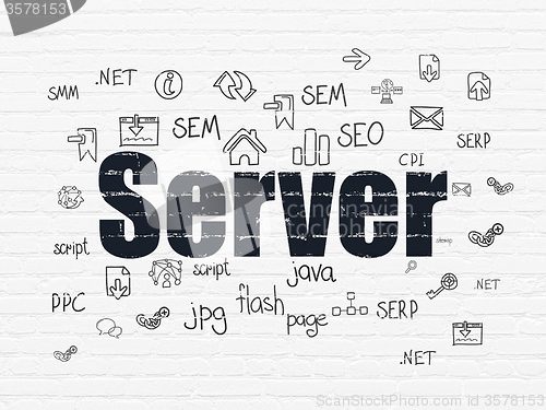 Image of Web development concept: Server on wall background