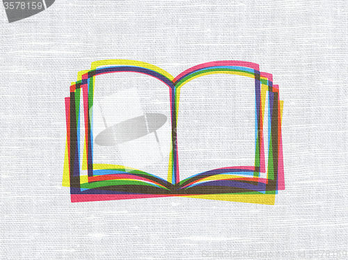 Image of Science concept: Book on fabric texture background