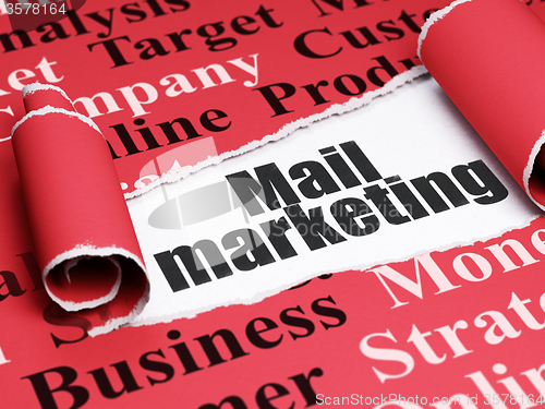Image of Marketing concept: black text Mail Marketing under the piece of  torn paper