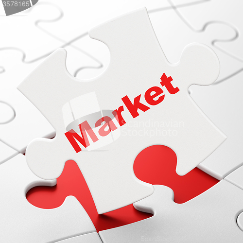 Image of Advertising concept: Market on puzzle background