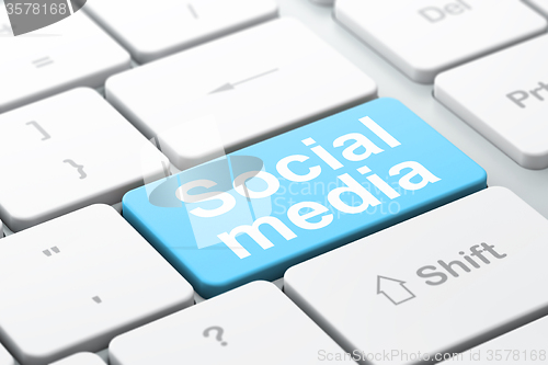 Image of Social media concept: Social Media on computer keyboard background