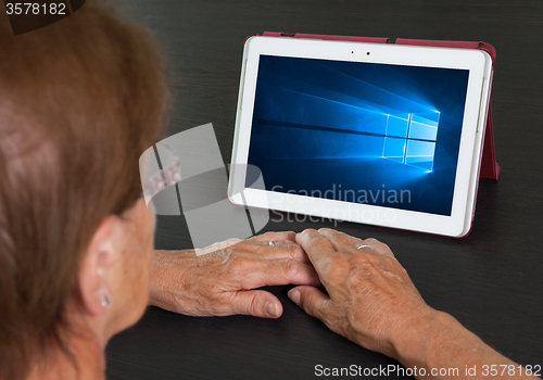 Image of HEERENVEEN, NETHERLANDS, June 6, 2015: Tablet computer with Wind