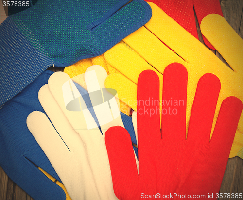 Image of colored construction gloves