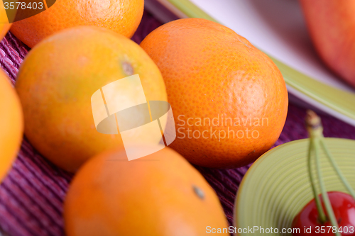 Image of Bunch of fresh mandarin oranges, health food concept