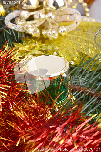 Image of Closeup on colourful Christmas decorations