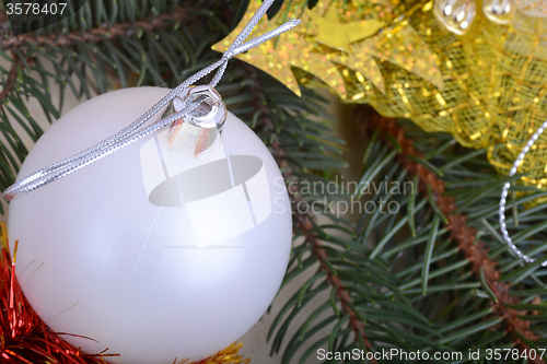 Image of Merry Christmas and Happy New Year. New year decoration. New year balls