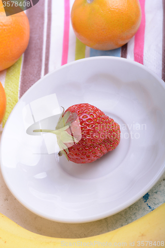 Image of Fresh organic fruits ( strawberry, banana, mandarin, orange)
