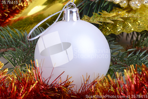 Image of Merry Christmas and Happy New Year. New year decoration. New year balls