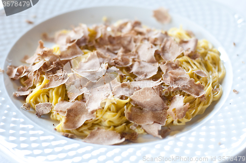 Image of Italian pastas , tajarin , with butter and truffle