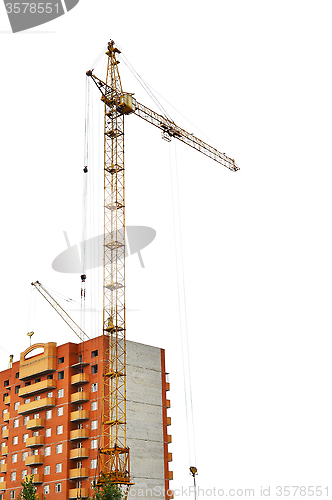 Image of Home and building crane isolated on white background