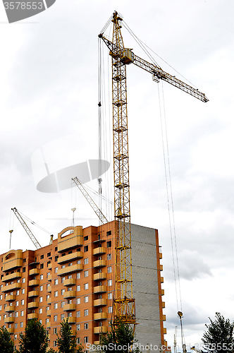 Image of Cranes and building construction 