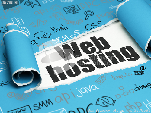 Image of Web development concept: black text Web Hosting under the piece of  torn paper