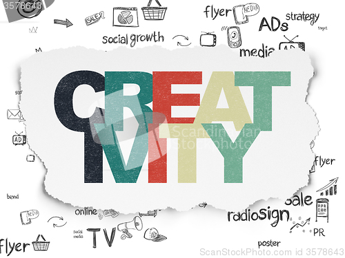 Image of Marketing concept: Creativity on Torn Paper background