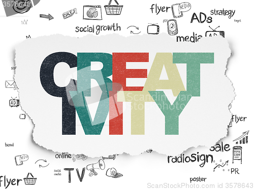 Image of Marketing concept: Creativity on Torn Paper background