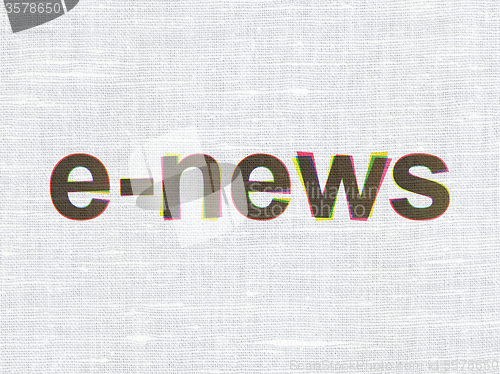 Image of News concept: E-news on fabric texture background