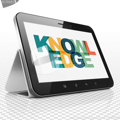 Image of Studying concept: Tablet Computer with Knowledge on  display