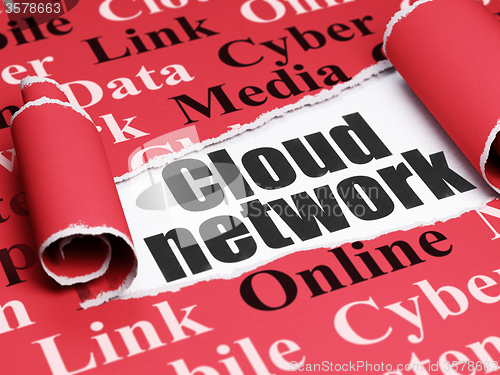 Image of Cloud computing concept: black text Cloud Network under the piece of  torn paper