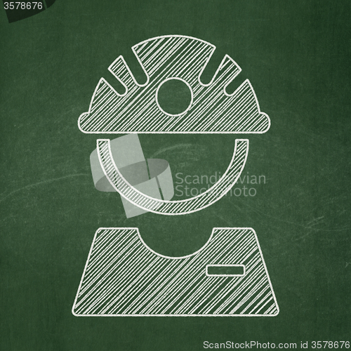 Image of Manufacuring concept: Factory Worker on chalkboard background