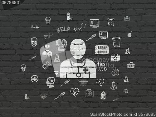Image of Health concept: Doctor on wall background