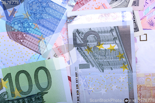 Image of European banknotes, Euro currency from Europe, Euros.