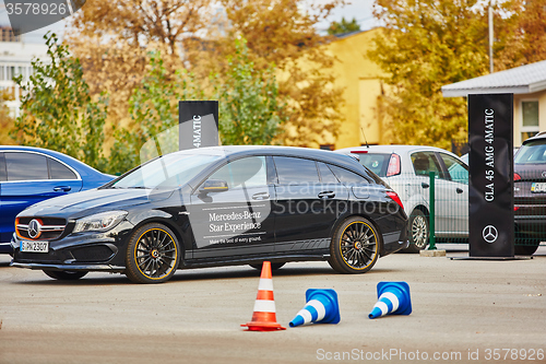 Image of Kiev, Ukraine - OCTOBER 10, 2015: Mercedes Benz star experience. The series of test drives