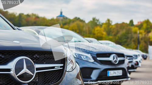 Image of Kiev, Ukraine - OCTOBER 10, 2015: Mercedes Benz star experience. The series of test drives