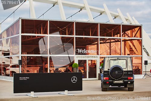 Image of Kiev, Ukraine - OCTOBER 10, 2015: Mercedes Benz star experience. The series of test drives