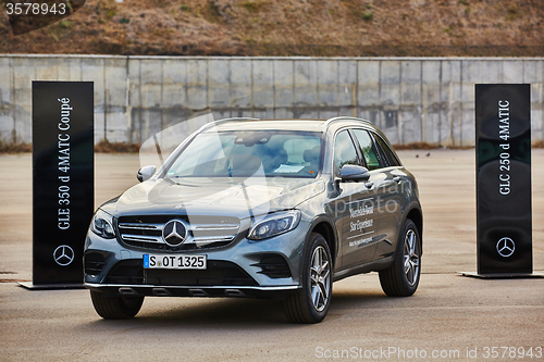 Image of Kiev, Ukraine - OCTOBER 10, 2015: Mercedes Benz star experience. The series of test drives