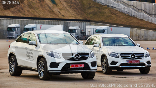 Image of Kiev, Ukraine - OCTOBER 10, 2015: Mercedes Benz star experience. The series of test drives