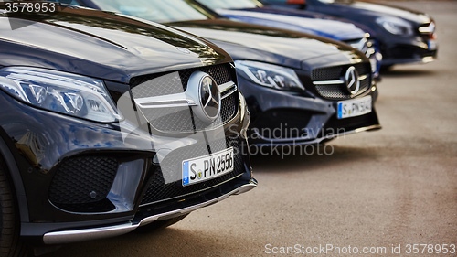 Image of Kiev, Ukraine - OCTOBER 10, 2015: Mercedes Benz star experience. The series of test drives. 