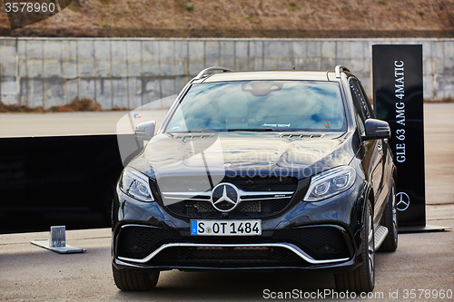 Image of Kiev, Ukraine - OCTOBER 10, 2015: Mercedes Benz star experience. The series of test drives