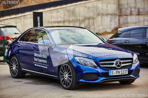 Image of Kiev, Ukraine - OCTOBER 10, 2015: Mercedes Benz star experience. The series of test drives