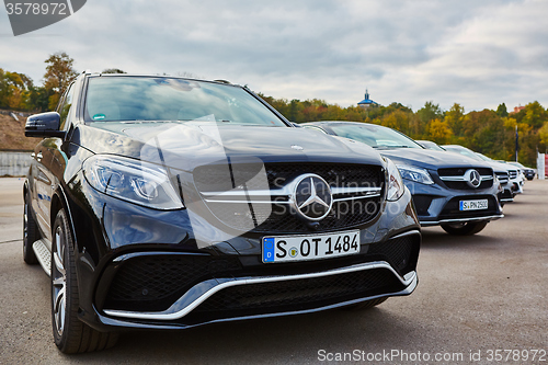 Image of Kiev, Ukraine - OCTOBER 10, 2015: Mercedes Benz star experience. The series of test drives