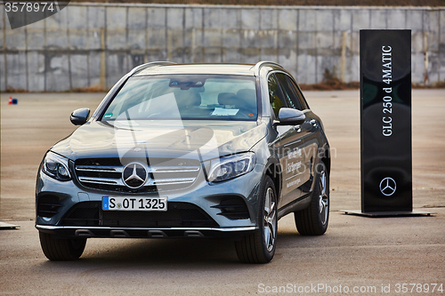 Image of Kiev, Ukraine - OCTOBER 10, 2015: Mercedes Benz star experience. The series of test drives