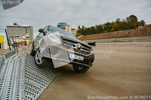 Image of Kiev, Ukraine - OCTOBER 10, 2015: Mercedes Benz star experience. The series of test drives