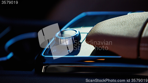 Image of Luxury car interior details.