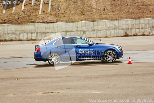 Image of Kiev, Ukraine - OCTOBER 10, 2015: Mercedes Benz star experience. The series of test drives