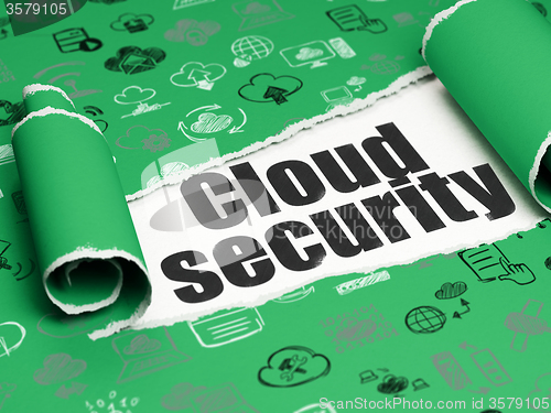 Image of Cloud technology concept: black text Cloud Security under the piece of  torn paper