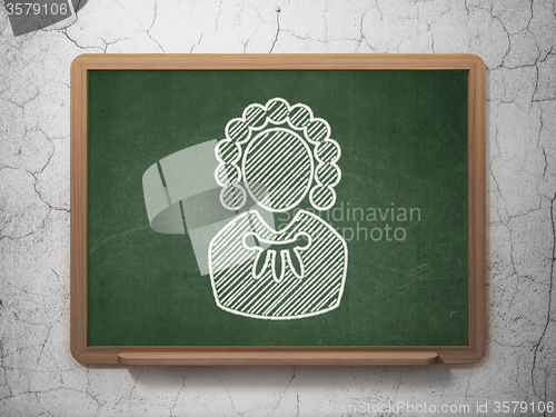 Image of Law concept: Judge on chalkboard background
