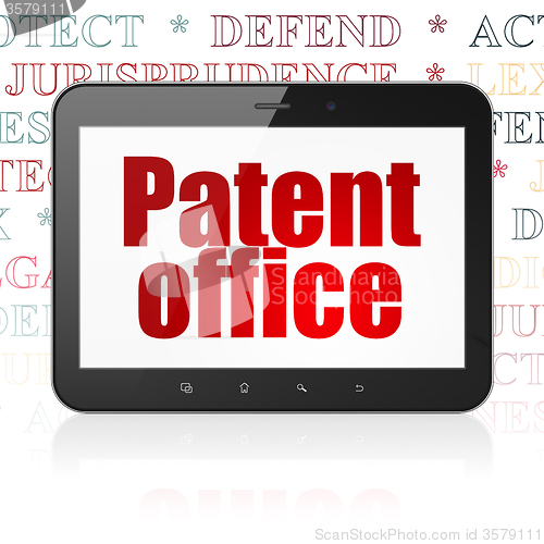 Image of Law concept: Tablet Computer with Patent Office on display