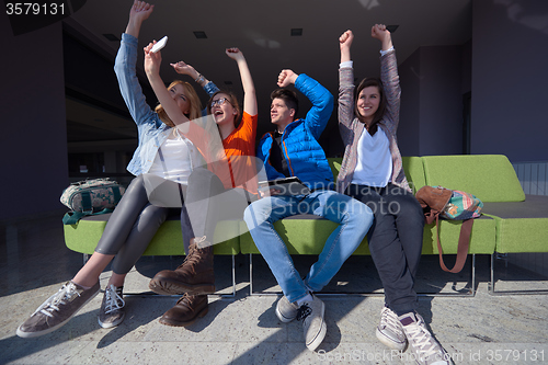 Image of students group taking selfie