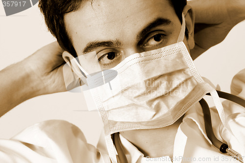 Image of Portrait of a young doctor with stethoscope.