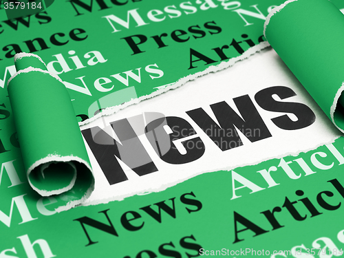 Image of News concept: black text News under the piece of  torn paper