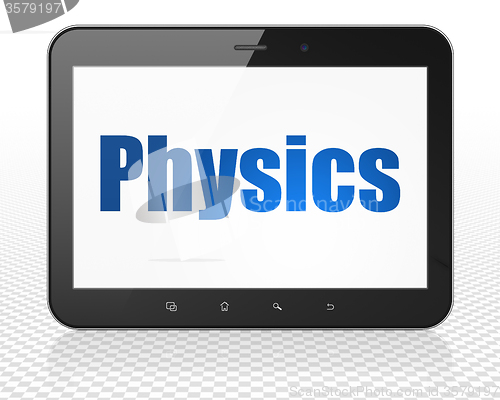 Image of Learning concept: Tablet Pc Computer with Physics on display