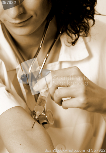 Image of Portrait of a young doctor with stethoscope.