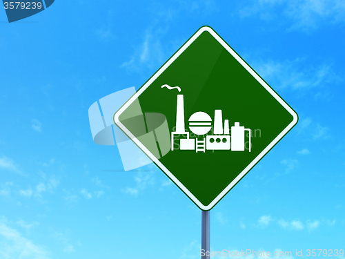 Image of Manufacuring concept: Oil And Gas Indusry on road sign background