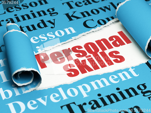 Image of Education concept: red text Personal Skills under the piece of  torn paper