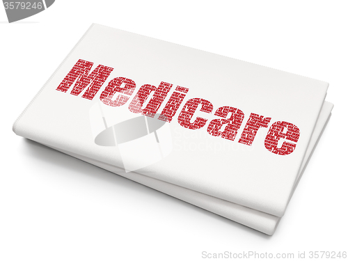 Image of Medicine concept: Medicare on Blank Newspaper background