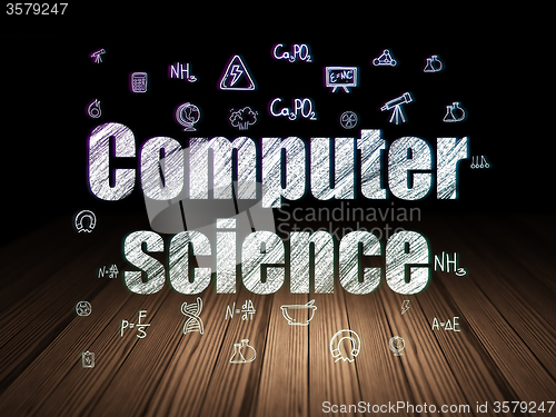 Image of Science concept: Computer Science in grunge dark room
